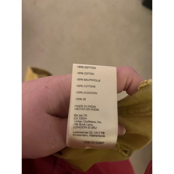 We the Free Free People Savannah Ruffle Button Down Shirt Mustard Yellow- Size S - Picture 8 of 9